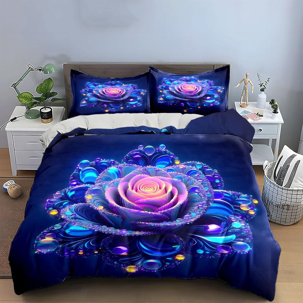 Elegant Floral-Themed Decorative Set Kid'S And Adults' Bedroom Decor, Exquisite Three-Piece Bedding Set Gift