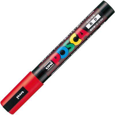 Uni Posca Sign Medium Round Pack of 10 Water-Based Pens, Tip, Red, PC5M.15,