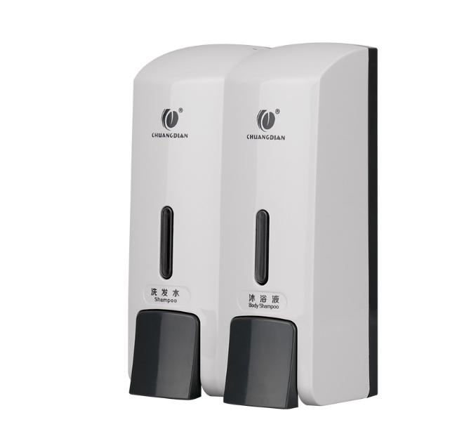 CDWK Hand Soap Dispenser Wall Mount 300ml*2 Safe ABS Soap Dispenser with Clear Window Separated