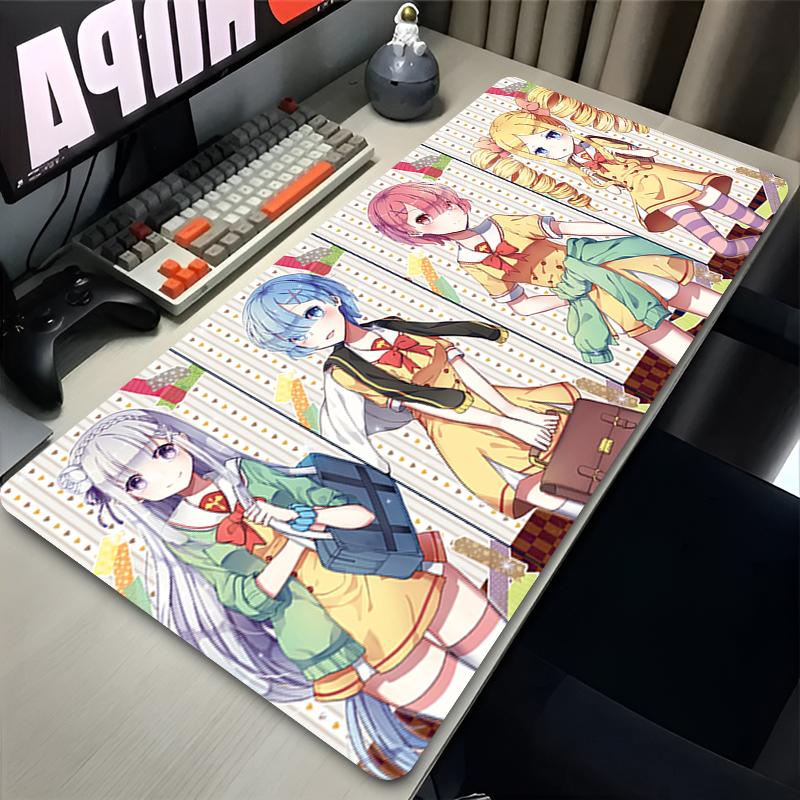 Mauspad Groß Anime Re Zero Verfügbare Größen Schreibtischmatte XXL Büro Gamer Schrank Schreibtisch Gummi-Mauspad für Spiel-PC Tastaturunterlage