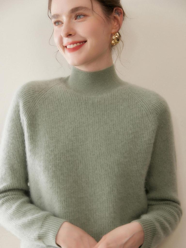 Autumn Winter Twelve-Needle Ribbed Cashmere Sweater Women's Warm Fashion Pullover