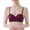 Damen S Französischer Spitzen-Halbschalen-Bügel-Push-Up-BH für kleine Brüste