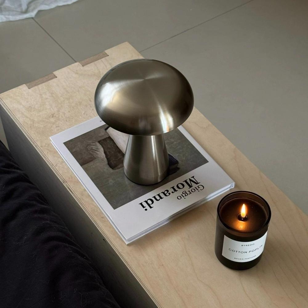 USB Rechargeable Metal Mushroom Lamp Nordic Simple Modern Creative Unique Table Light Bedroom Bedside Night Lamp