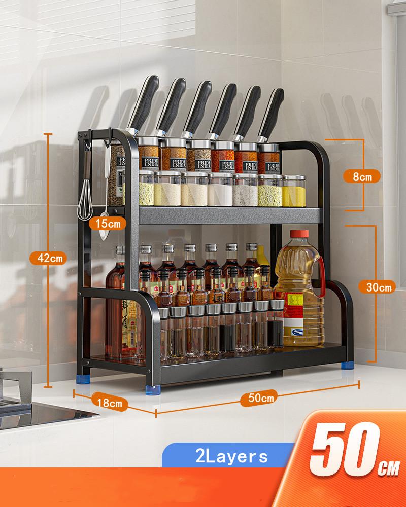 2Layers 3Layers Stainless Steel Kitchen Storage Rack Seasoning Chopsticks Shelf Organizer Knife Jar Household Accessories