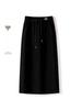 Women's Plus Velvet High Waist Midi Skirt - A-Line, Drawstring Elastic Waist, Straight Hem, Hip-Hugging, Autumn/Winter 2025