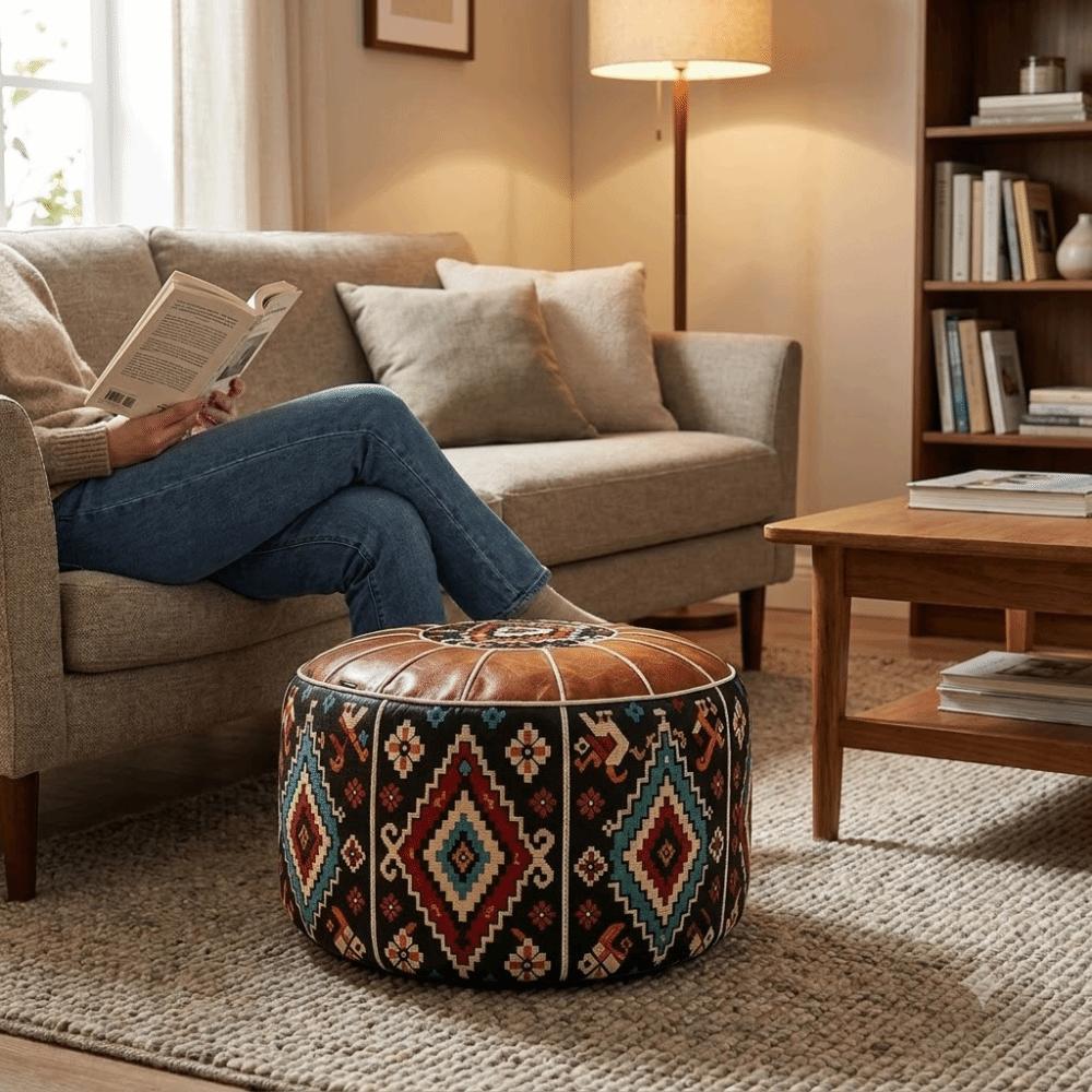 PU Leather Sofa Stool Cover Fillable Storage Ottoman Foot Rest Footstool Cover Living Room