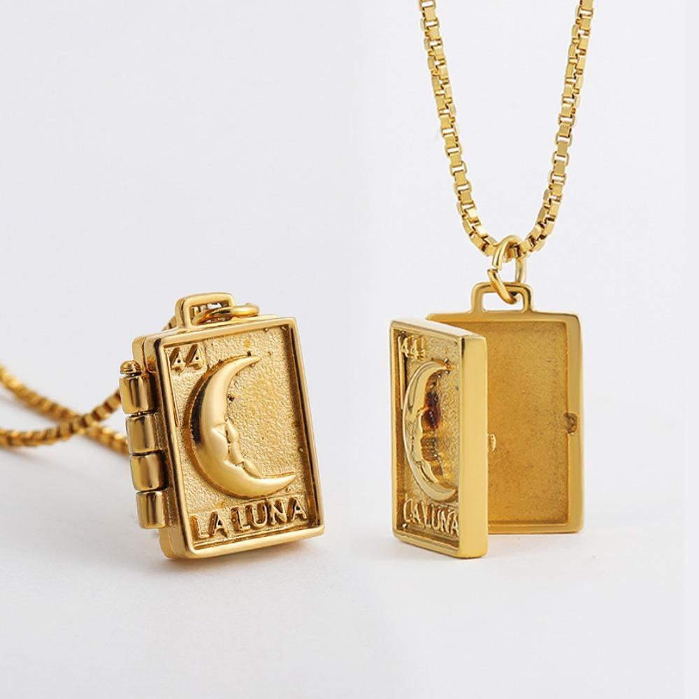 Moon Sun Heart Photo Pendant Stainless Steel Couple Choker Chain Photo Frame Necklace  Jewelry