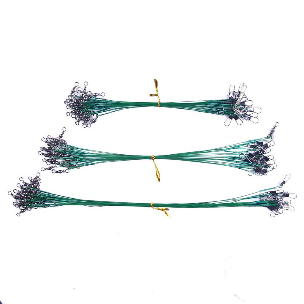 50Pcs 15cm/20cm/25cm High Strength Fishing Wire Leaders Heavy Duty Fishing Stainless Wire Leaders with Swivels and Snaps