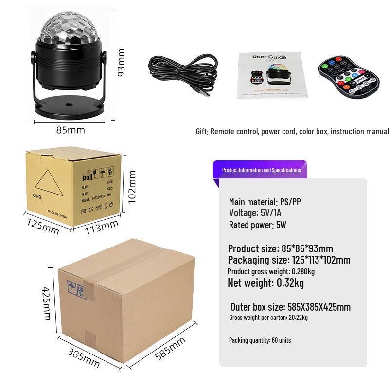 Rotating Colorful LED Crystal Disco Ball Stage Light