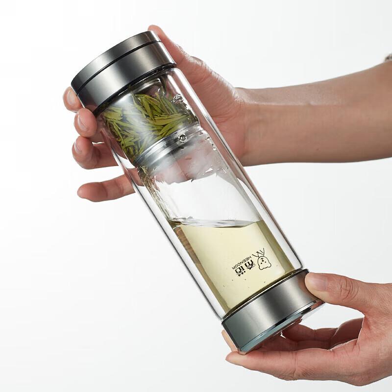 XINUO Double-Layer Glass Tea Infuser Bottle