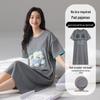 Rochie de noapte de vară pentru femei cu imprimeu de desene animate, 100% bumbac cu sutien încorporat, Mânecă scurtă, Îmbrăcăminte casual, Pijama, Pentru casă sau exterior