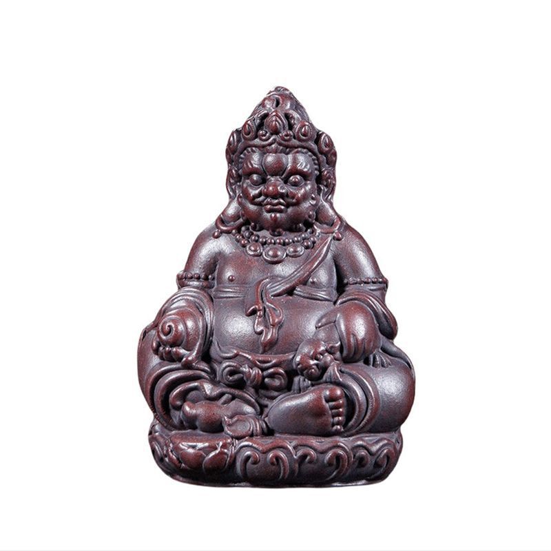 Исинская фиолетовая глина Желтый Бог Богатства Чайный питомец Японская счастливая модель Чайная фигурка Игрушки для игры Чайная статуэтка Украшения Качество изготовления