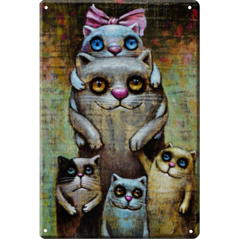 Cartoon Cat PVintage Metal Signs Tin Signs Plaque for Bar Pub Club Man Cave Wall Decoration Funny Poster Decor  20x30cm