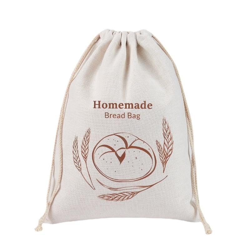  Convenient Linen Drawstring Bread Bag for Easy Storage Durable and Breathable Fabric Pouches Suitable for Bread Fruits