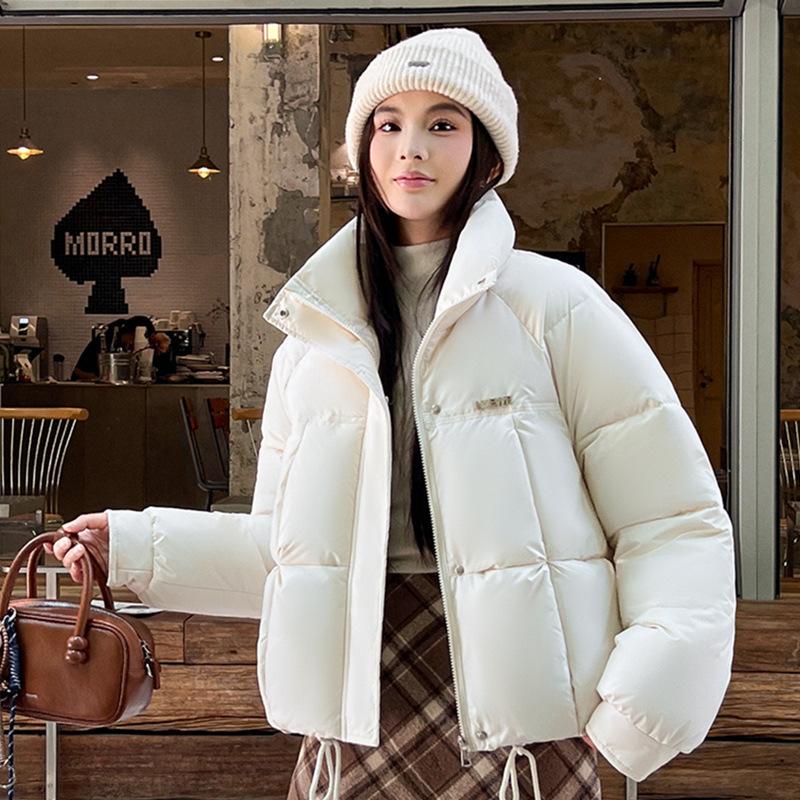 Down cotton clothes women's autumn and winter thickened short stand-up collar new winter small loose bread clothes jacket
