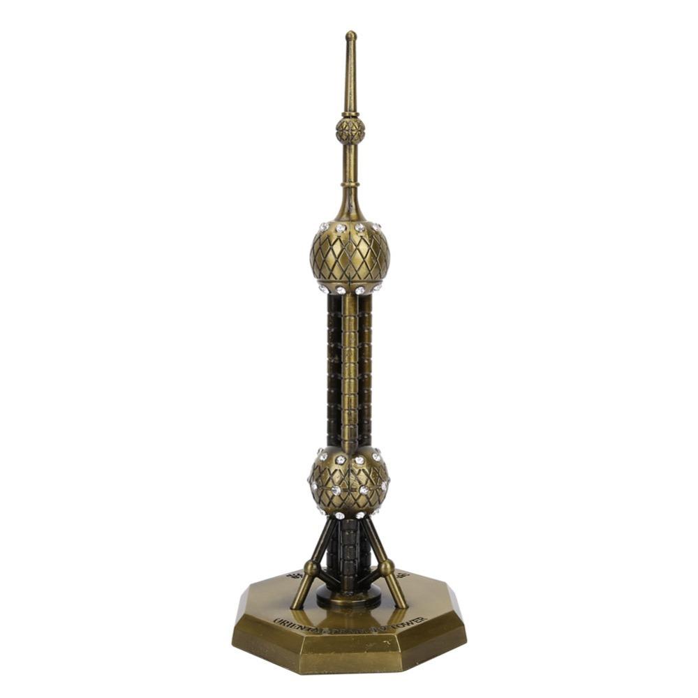 Metal Craftsmanship Oriental Pearl Tower Model Landmark Figurine Model  China Tour Souvenir