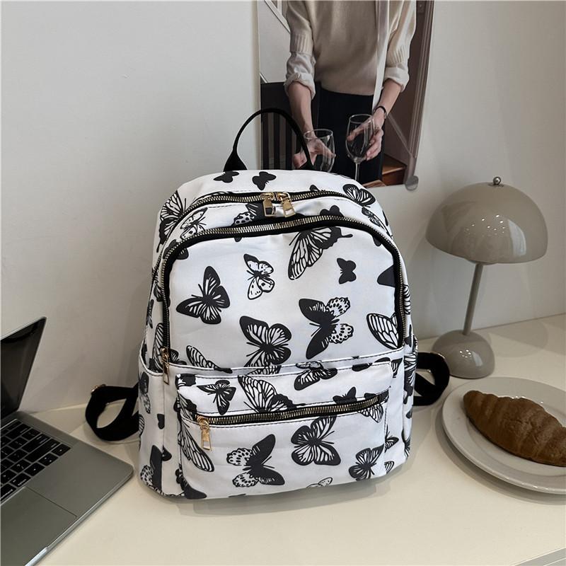 Beautiful butterfly printing casual large-capacity student schoolbag going out for leisure commuting versatile backpack backpack
