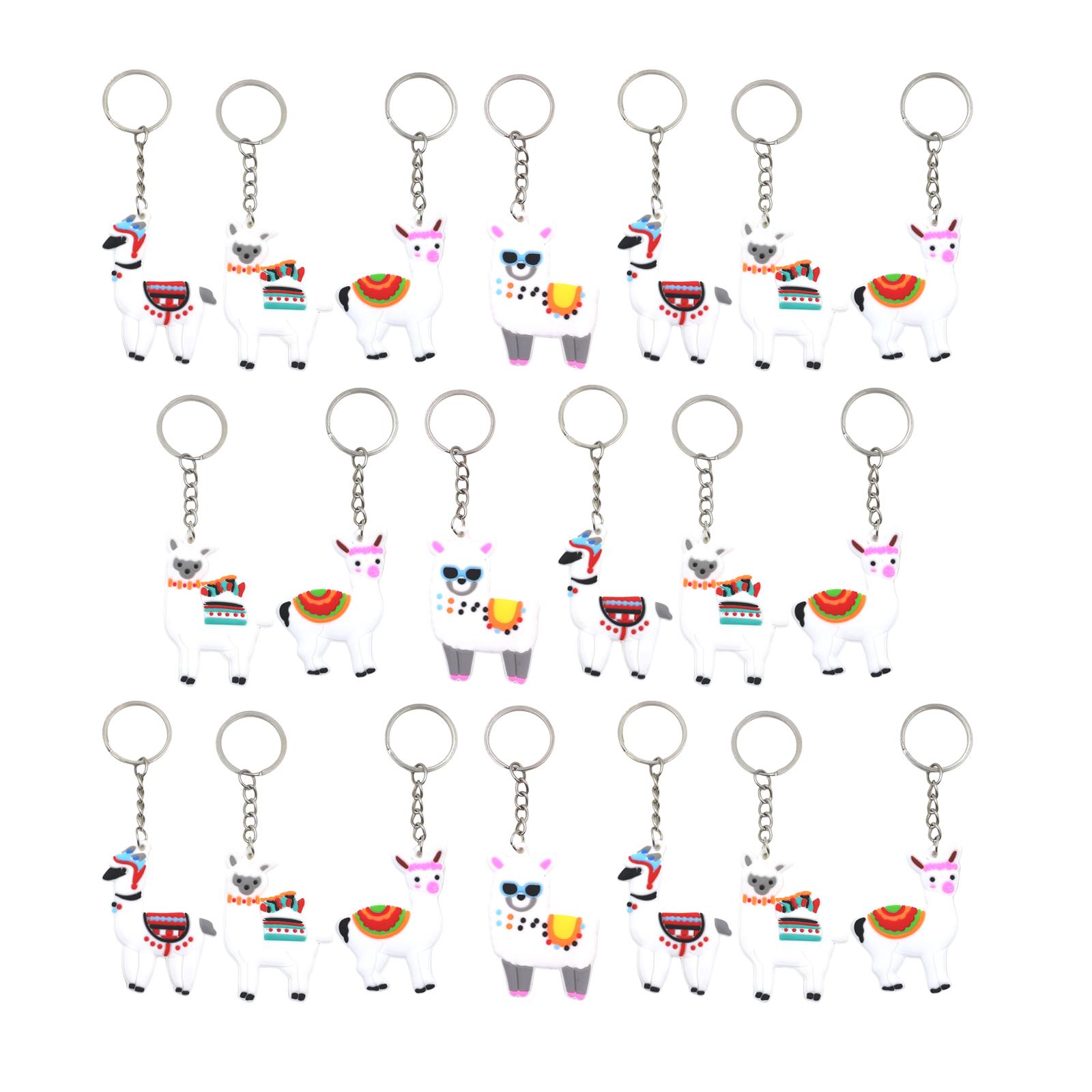 

Pack of 20 Alpaca Keychains Cartoon PVC Soft Bag Charm Key Pendant Suitable for School Carnival Rewards and Party Favors A