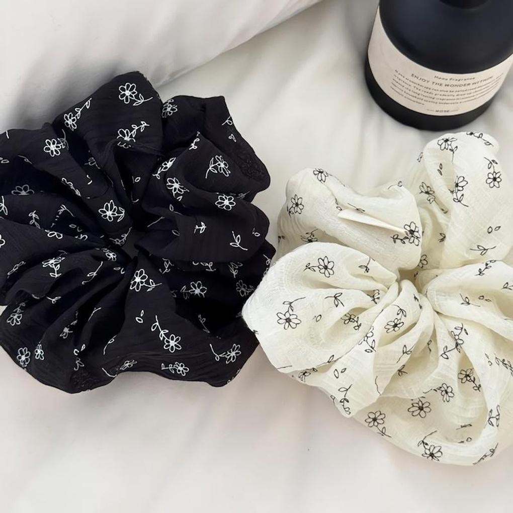 

Women s Flower Floral Scrunchie Hair Band beige