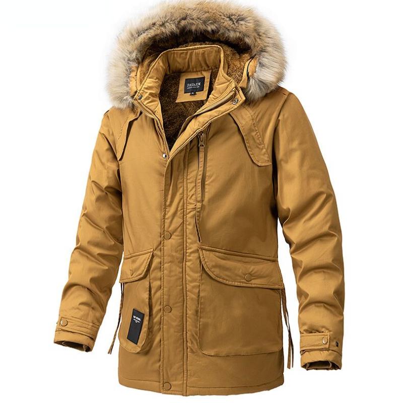 2024 New Winter Men Long Coat Military Fur Hood Warm Tactical Bomber Army Korean Thick Multi Pockets Overcoat Male Warm Parka