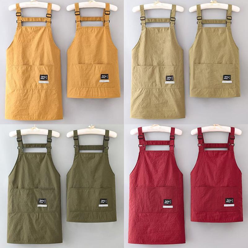 Household Canvas Apron Oil-Proof Can Wipe Hands Kitchen Cookingmen Women Adult With Tool Pockets Fashion Coffee Over Apron