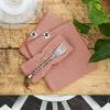 Serviettes De Table - Gaze De Coton - Rose Peche - 40x40 Cm - Lot De 3