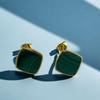 925 Sterling Silver Women Geometric Gold Plated Stud Earrings Malachite  Natural Stones  Elegant Jewelry Bijoux Wholesale