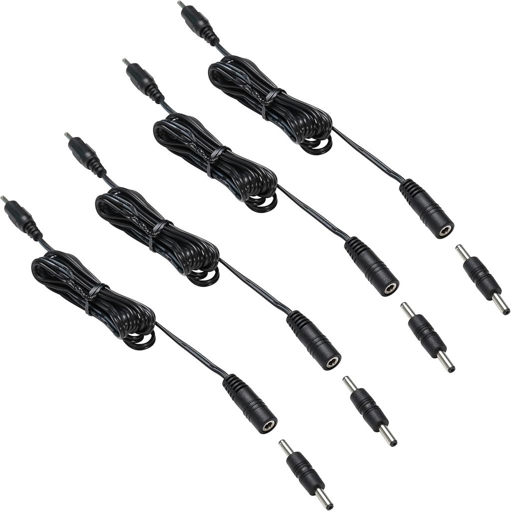3.5X1.35 DC Connector for AIBOO Single White Kitchen Light Bar, 22AWG,Black Extension Cords,5ft.(3.5 X 1.35 Mm Black Cords,4 Packs)