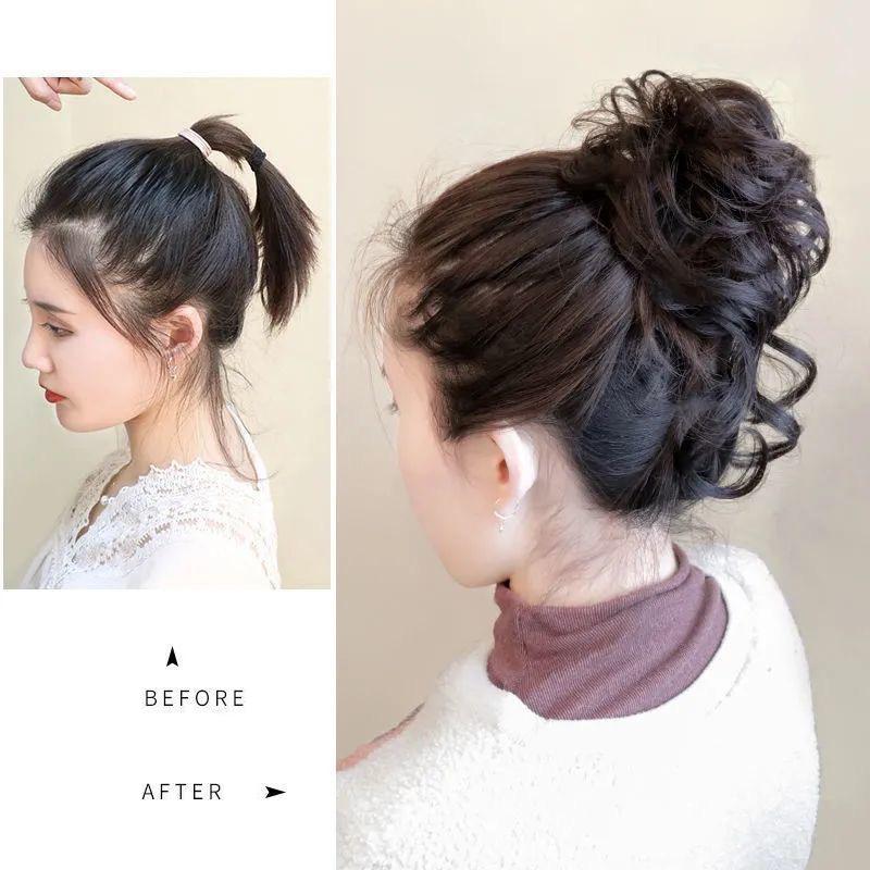 Synthetischer Haarknoten Damen Pferdeschwanz Haarverlängerung Scrunchie Elastisch Dutt Haarteile Scrunchie Wickel