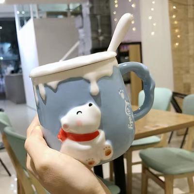 Simpatico cartone animato Orso polare Tazza Tazza in ceramica in rilievo Tazza da caffè Tazza da latte Tazza da acqua Set per bere