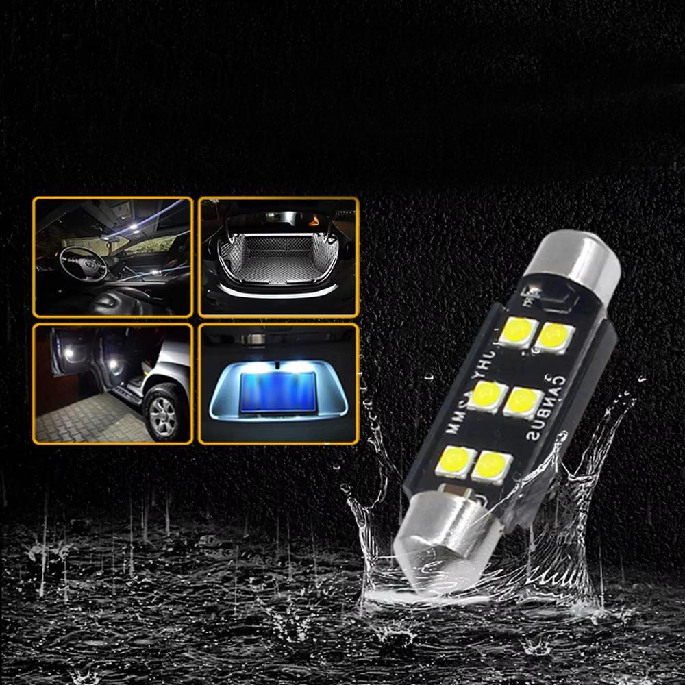 2/4pcs 12V White 6411 6418 C5W Festoon LED Bulbs Error Free 31/36/39/41mm for Interior Map Dome Courtesy License Plate Lights Dome Lights 6