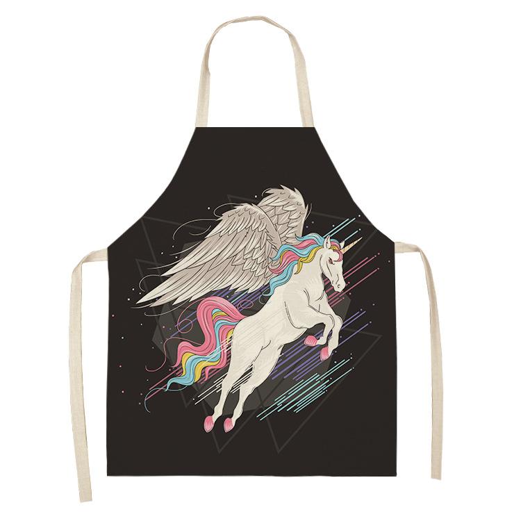 Zástěra s potiskem alpaky vzor duhový kůň vhodný do domácnosti a kuchyně děti zástěra zástěra dámské příslušenství na vaření dětská zástěra