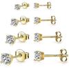 925 Sterling Silver Stud earrings Set | White Gold Plated Hypoallergenic Stud Earrings | Cubic Zirconia Stud Earrings for Women