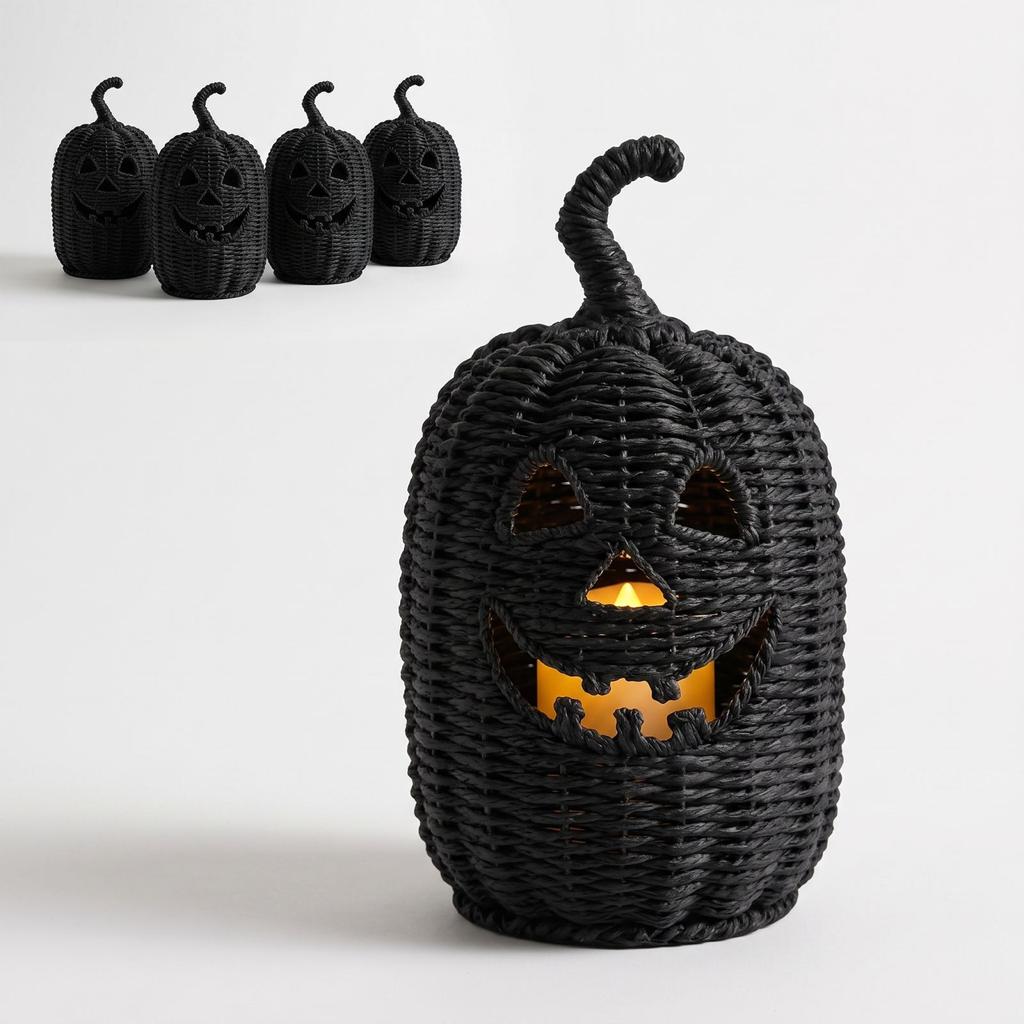 Halloween Pumpkin Resin Tabletop Decoration with LED Candle
