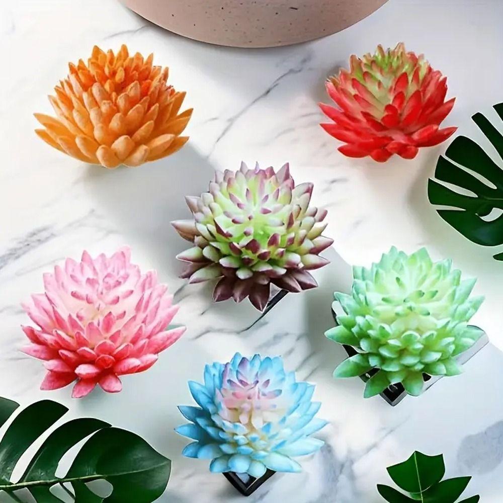 2pcs Realistic Fake Succulent Flocking Plants DIY Simulated Floral Plants  Party Decor
