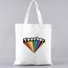 Fashion Shopping Bag Handbag Commuter Casual Shoulder Bag Reusable Canvas Bag White Cartoon Teacher Pattern Printing Tote Bag