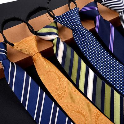 Wind Dress Jacquard Polyester Zipper Tie Men'S Business Occupation Easy To Pull Lazy Tie