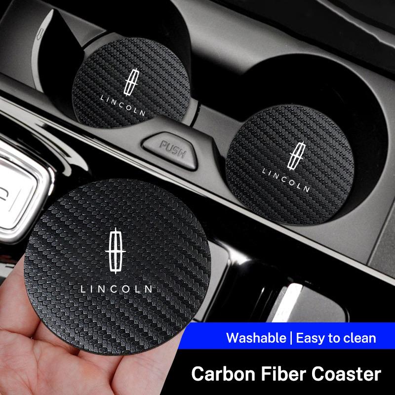 For Lincoln Navigator Continental Nautilus Aviator MKZ MKT 2pcs Car Drink Bottle Hoder Mat Sift-proof Protector Pad Non-Slip Mat UU111