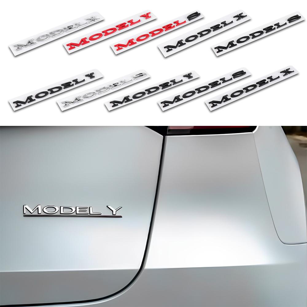 phbvg5 1Pcs Car ABS Letters Logo Sticker Decal Rear Trunk Decoration Accessories For Tesla Model Y Model S Model X Replacement Badge