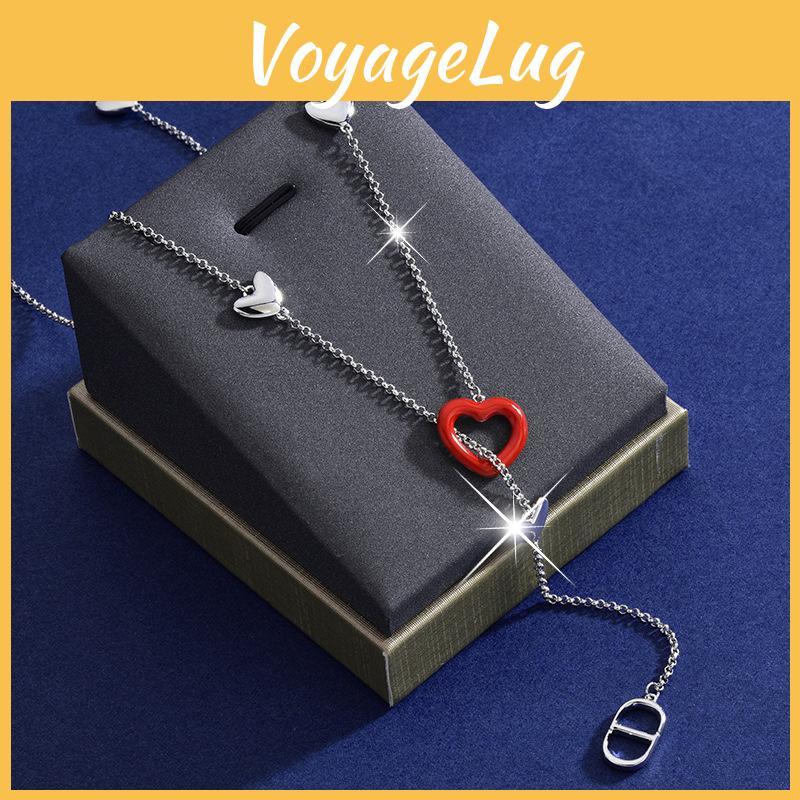 Elegant Adjustable Titanium Steel Heart Necklace For Women With Gold Trimmed Design