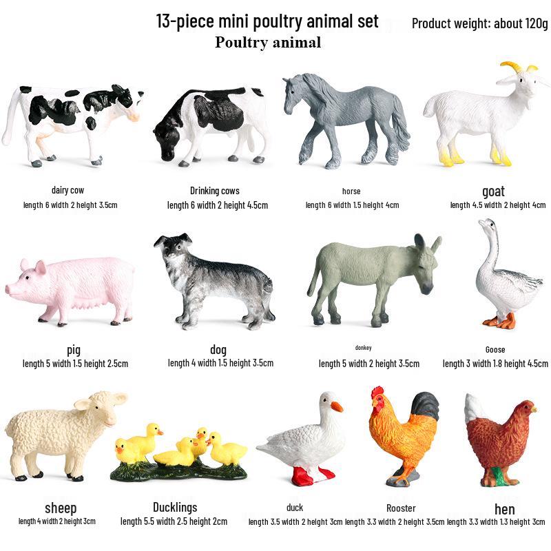Farm Animal Simulation Toy Set: Chicken, Duck, Goose, Boar, Horse, Cow - Educational Gift for Children, Cognitive Ornament