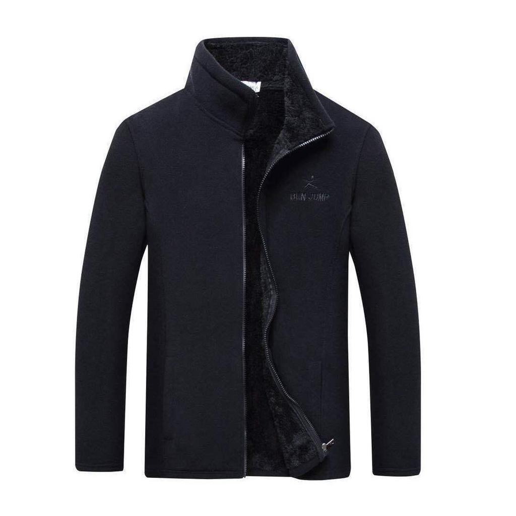 Men's Thick Velvet Fleece Stand-Up Collar Cardigan Jacket