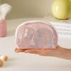 Portable Large Capacity Mesh Makeup Bag Solid Color Lightweight Cosmetic Organizer Bag Handheld Travel Makeup Pouch