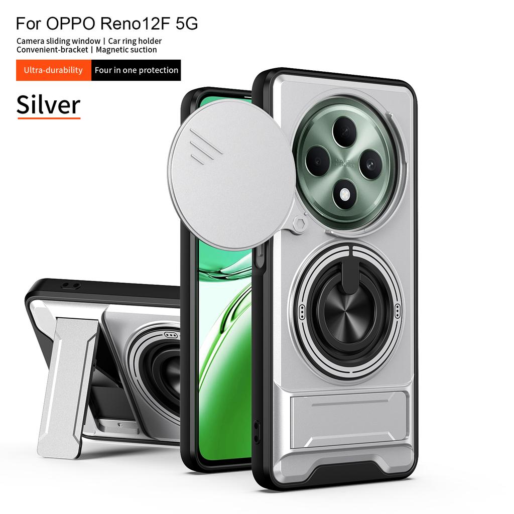 Für Oppo Reno12 F Hülle OPPO Reno 12F 12 FS Abdeckung Handyhülle Magsafe Magnetischer Klapphalter Militärische Panzerung Kamera Schutz Hülle