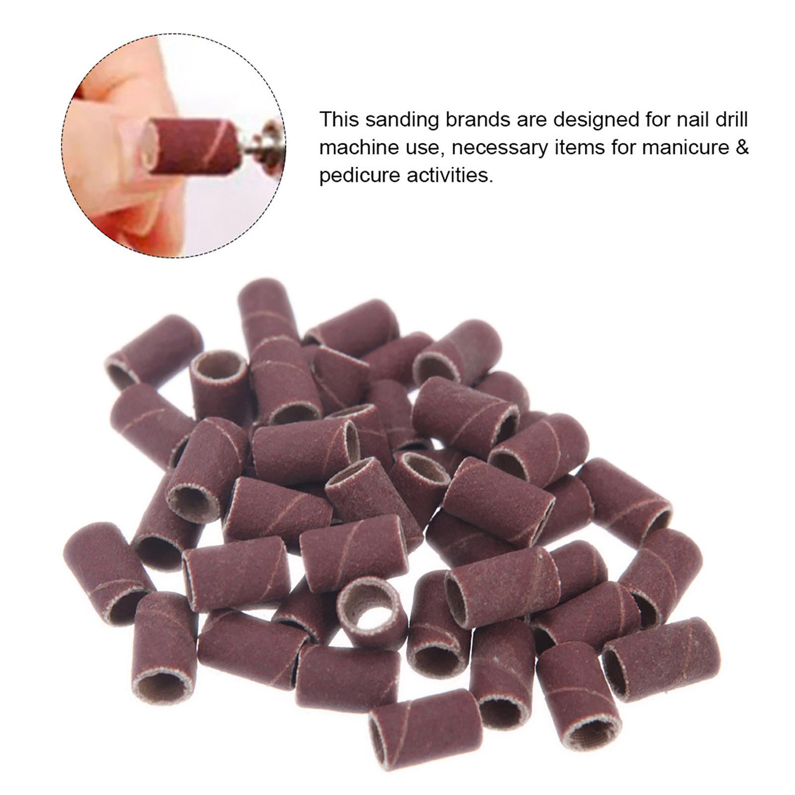 

100 Pcs Nail Drill Sanding Bands Grinding Sand for Manicure Pedicure Nail Drill Machine Nail Art 80#