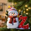 Acrylic Holiday Keepsake Gifts 2D Snowman Christmas Ornaments, Personalized Letter Ornaments for Tree, Unique Souvenirs Initial Ornament, Ornament DIY