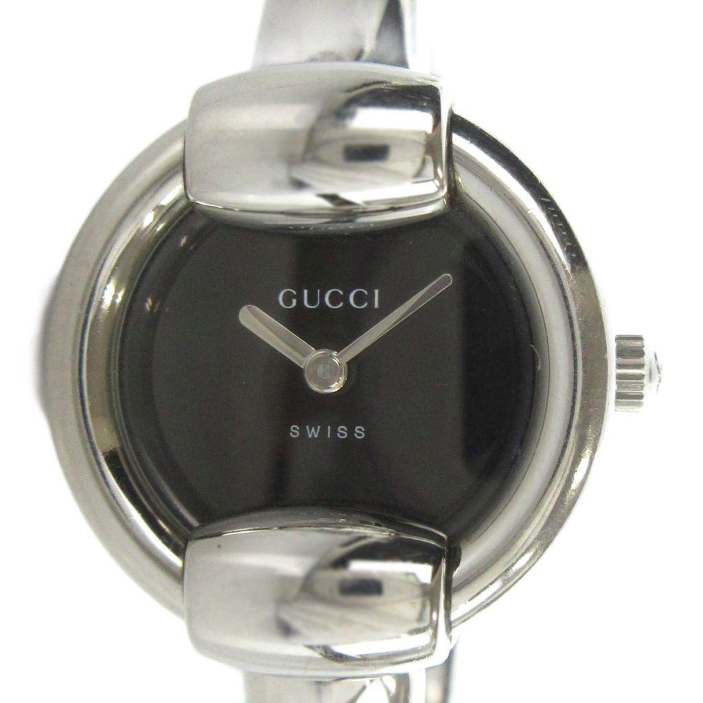 Used GUCCI 1400L watch quartz watch bangle black dial silver color GY11 /MQ OH