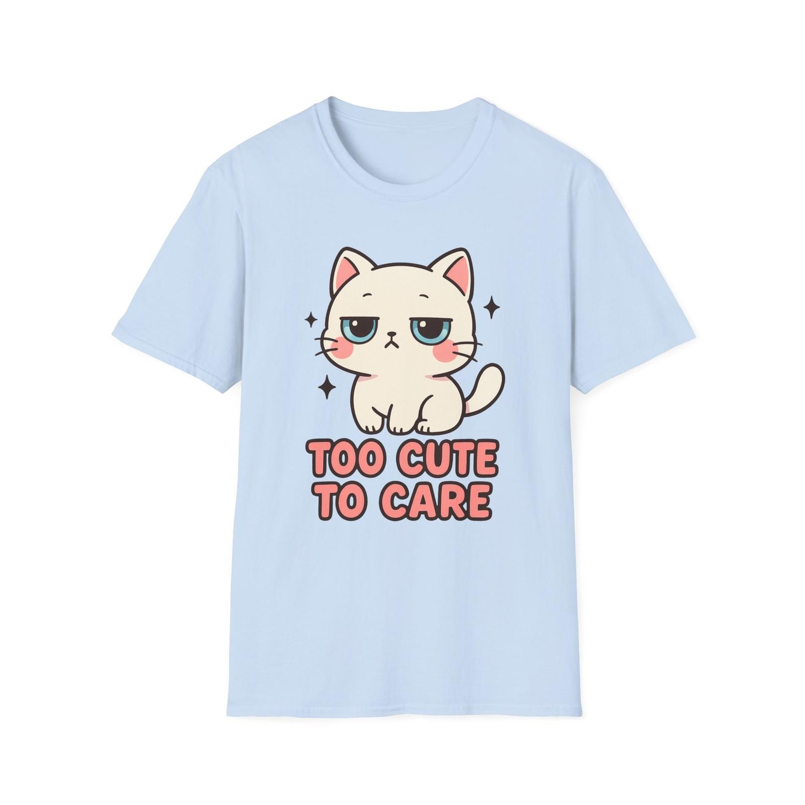 Unisex Softstyle T-Shirt Mens Womens Tees Top Chibi Cat Funny Unbothered Cute Sparkle Cartoon Tee S