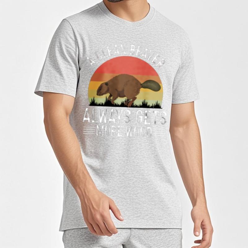 Streetwear Unisex Rundhals T-Shirt Lässiges T-Shirt Ein fleißiger Biber bekommt jeden Tag mehr Holz Unisex Oberteile Rock T-Shirt
