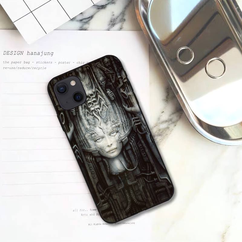 

Роскошный чехол для телефона Hr Giger Art для iPhone 11 12 Mini 13 14 15 Pro XS Max X Plus SE XR Shell iPhone12mini